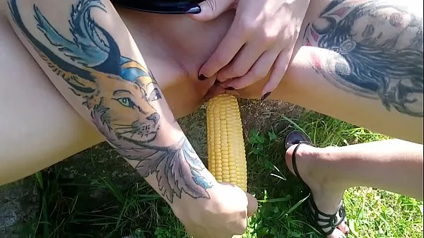 New Lucy Ravenblood fucking pussy with corn in public cool Videos