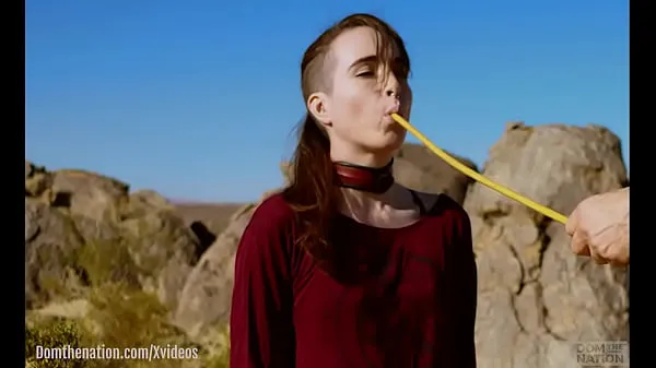 New Petite, hardcore submissive masochist Brooke Johnson drinks piss, gets a hard caning, and get a severe facesitting rimjob session on the desert rocks of Joshua Tree in this Domthenation documentary cool Videos