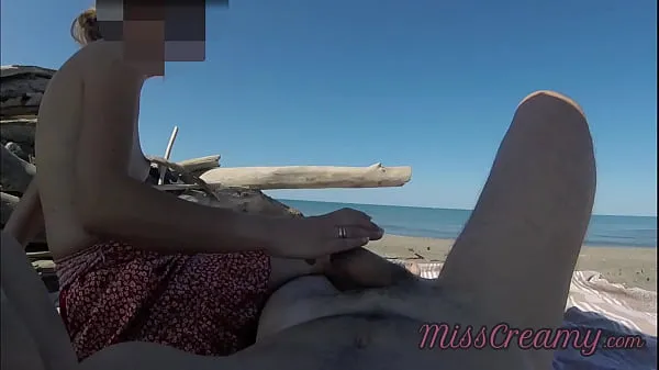 New Strangers caught my wife touching and masturbating my cock on a public nude beach - Real amateur french - MissCreamy cool Videos
