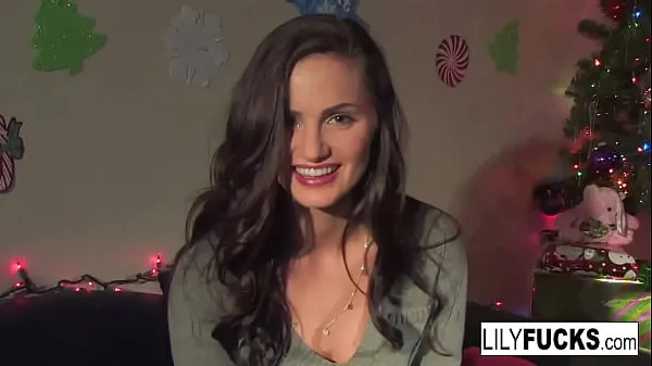 New Lily tells us her horny Christmas wishes before satisfying herself in both holes cool Videos